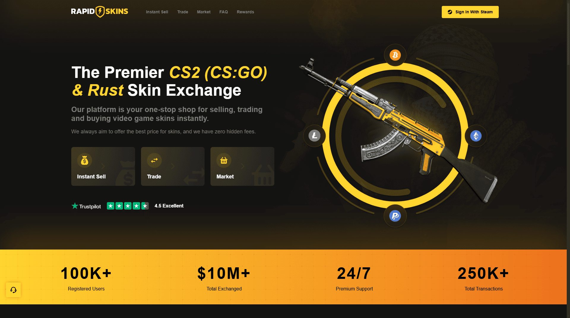 Sell CS2 + Rust Skins for Real Money - rapidskins