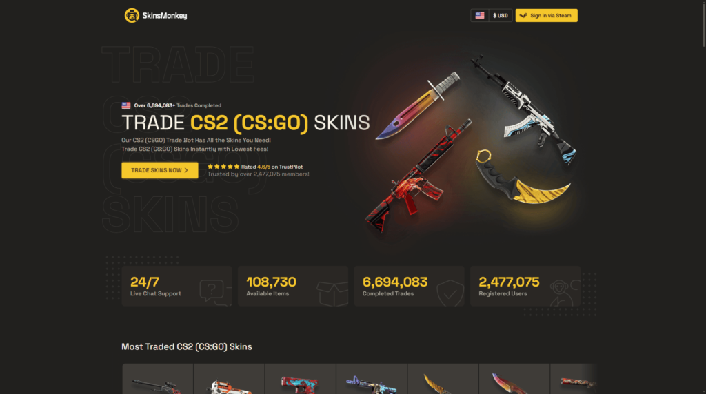 Trade CS2 (CSGO) Skins ⭐️ Best CS2 (CSGO) Trading Site & Trade Bot — _ - skinsmonkey