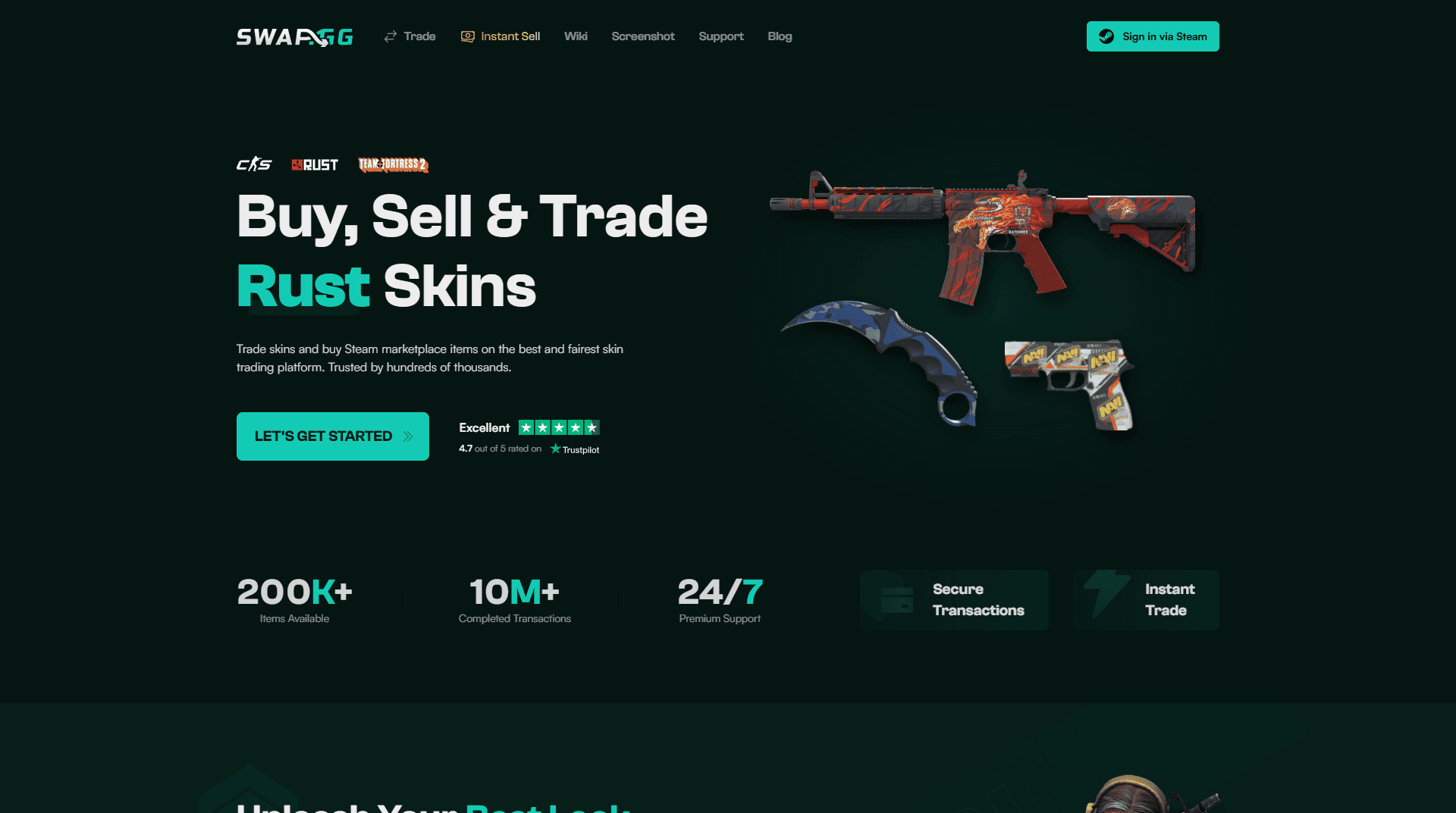 Trade CS2 Skins (CSGO) - RUST Trade - TF2 Trade - Swap.gg - swapgg