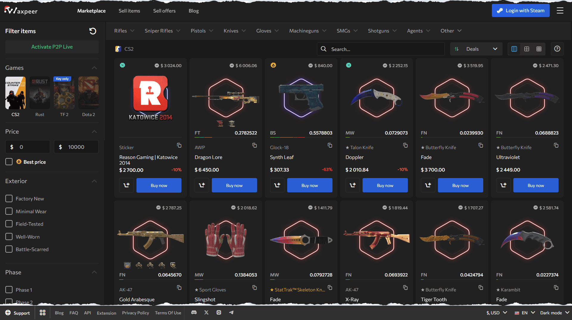 WAXPEER - Buy & Sell CS2 (CSGO) Skins - Best Prices - waxpeer com