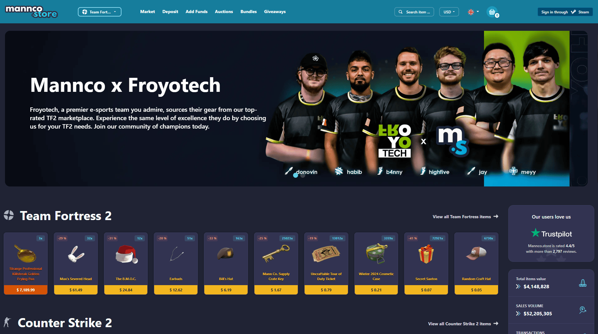 Buy & Sell TF2, CS_GO, Dota 2 and Rust Skins - Mannco.store - [mannco.store]